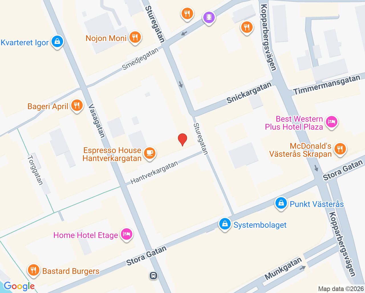 Karta till Synsam Västerås Hantverkargatan