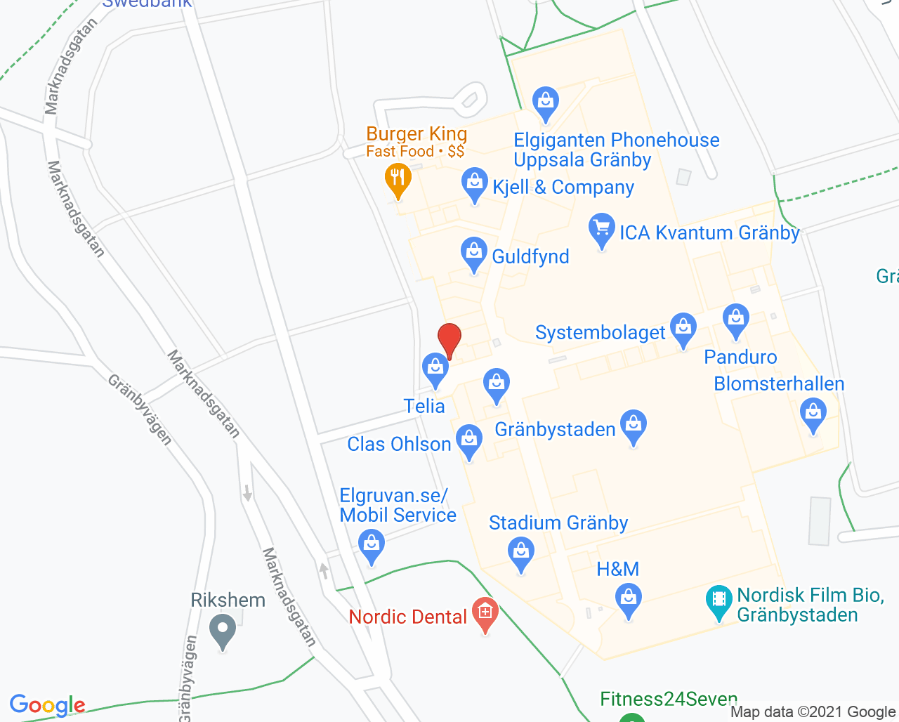 Karta till Synsam Uppsala Gränby