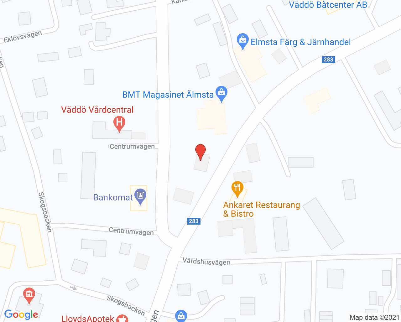 Karta till Väddö Vård, Norrtälje