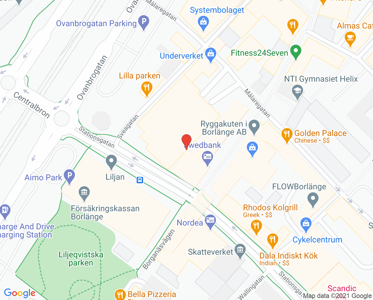 Karta till Synsam Borlänge