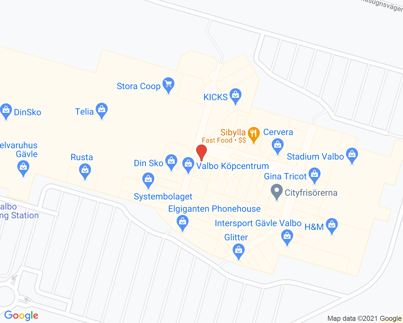 Karta till Synsam Valbo
