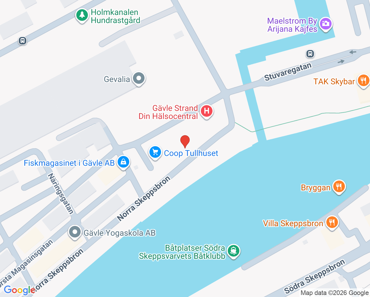 Karta till Hälsotorg Tullhuset Gävle