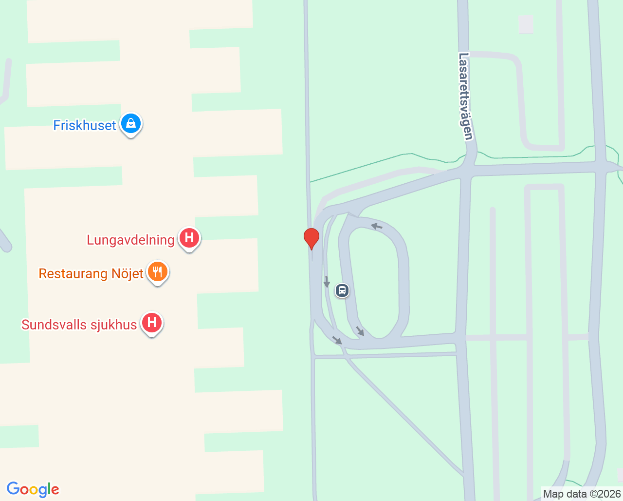 Karta till Öron-näsa-halsmottagning Sundsvall