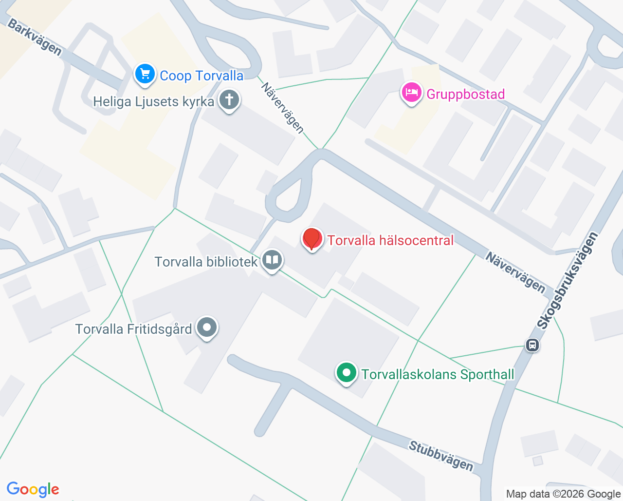 Karta till Torvalla hälsocentral, Östersund