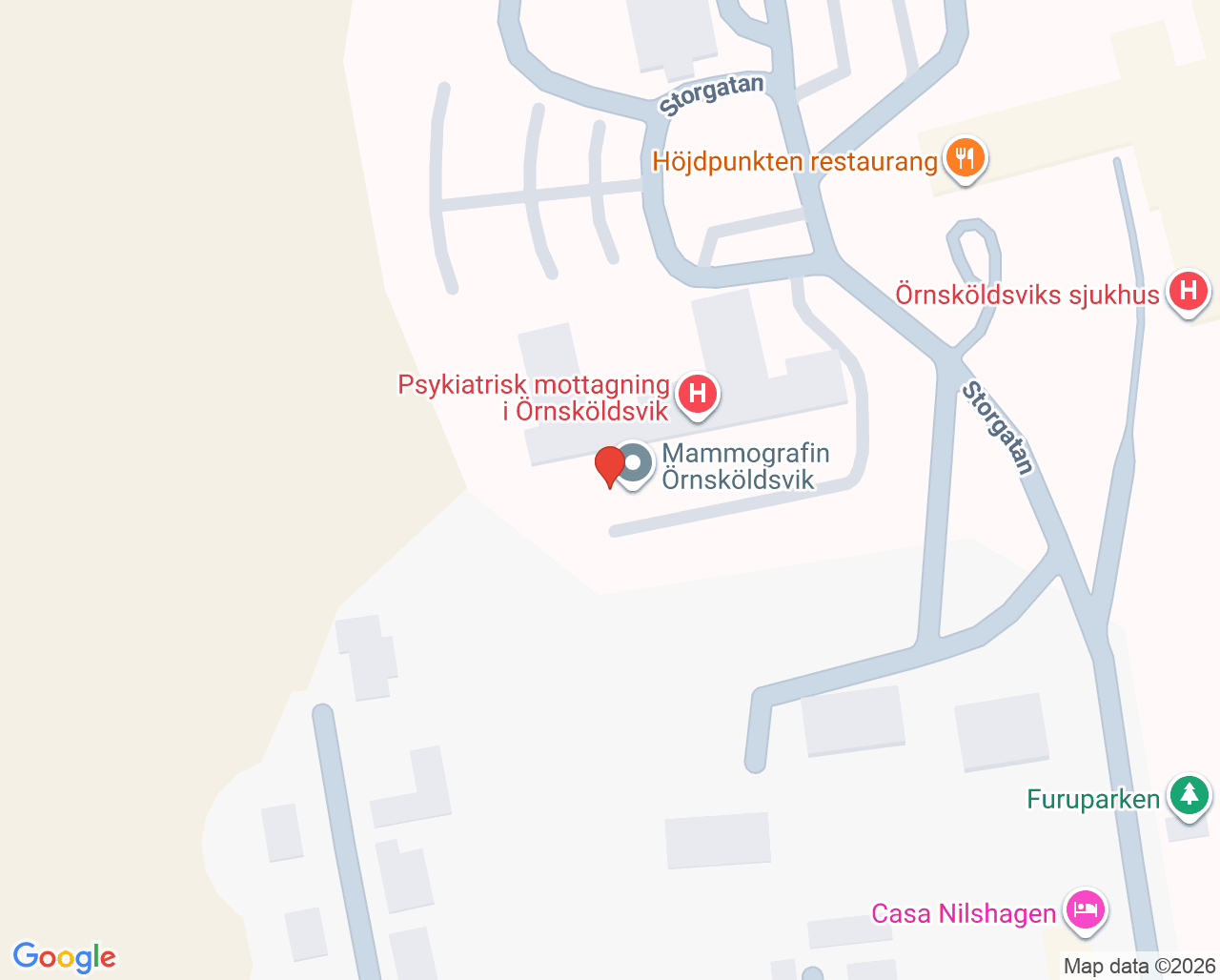 Karta till Mammografivagn Örnsköldsvik