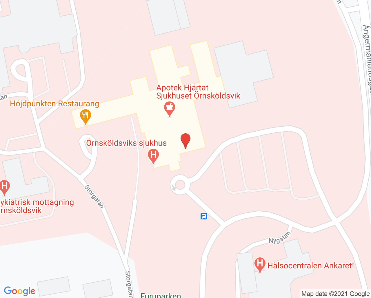 Karta till Ortopedmottagning Örnsköldsvik