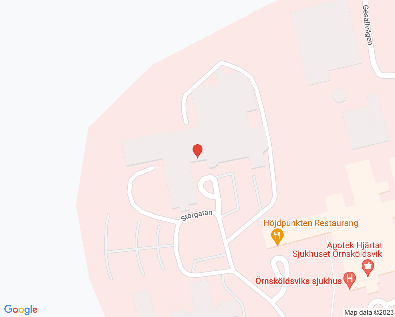 Karta till Ortopedavdelning Örnsköldsvik