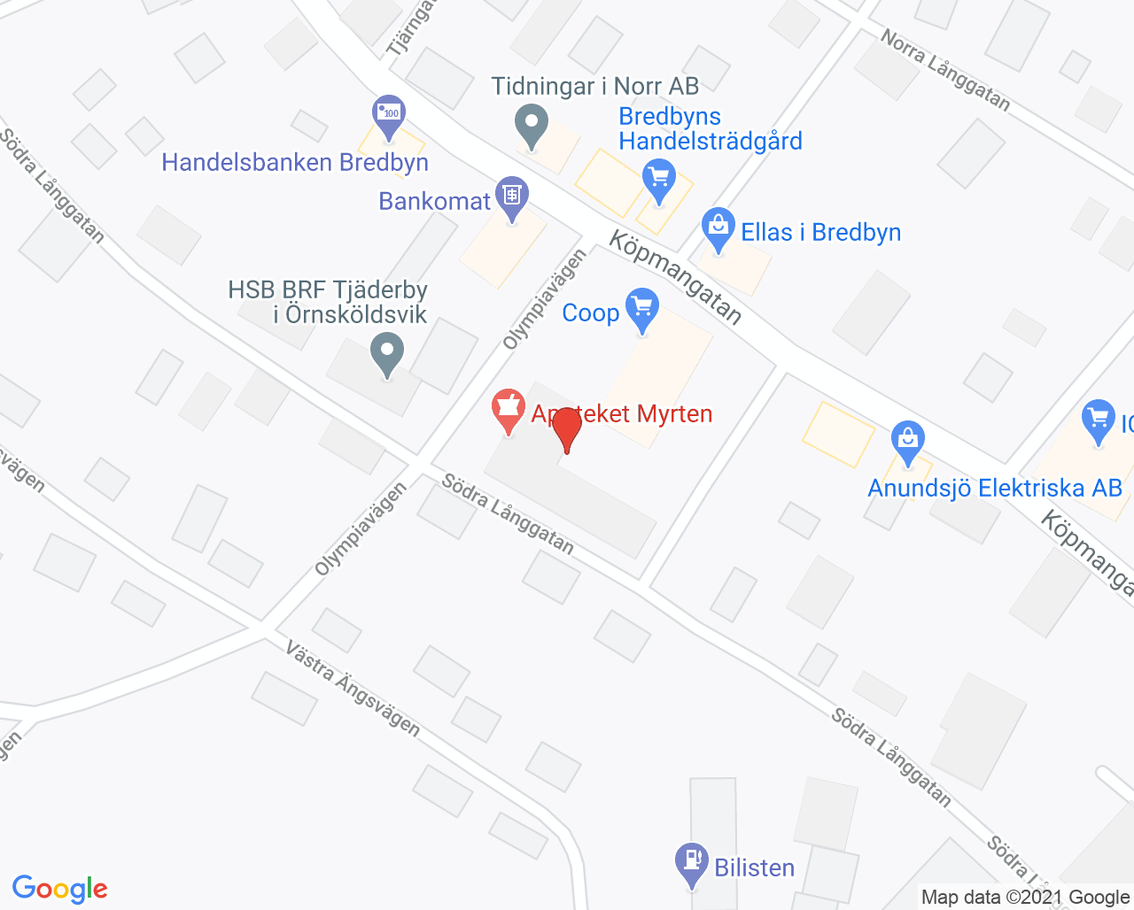 Karta till Hälsocentralen Bredbyn