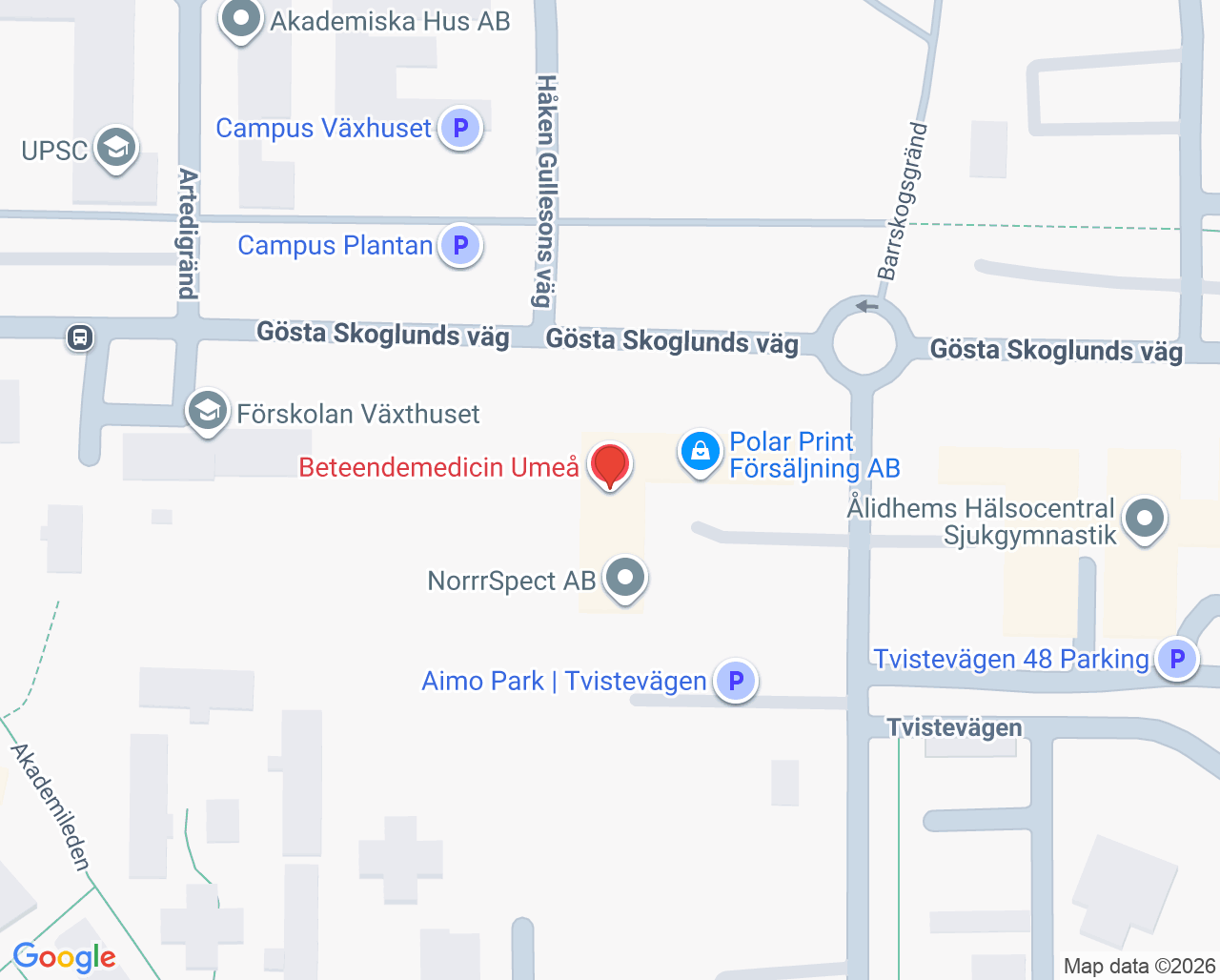 Karta till Stressrehabilitering Västerbotten