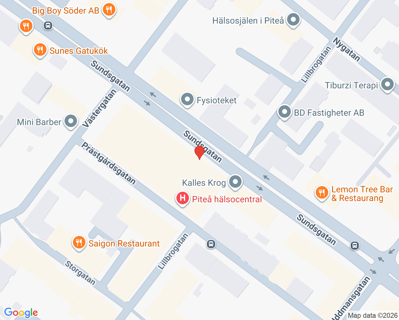 Karta till Ungdomsmottagningen Piteå