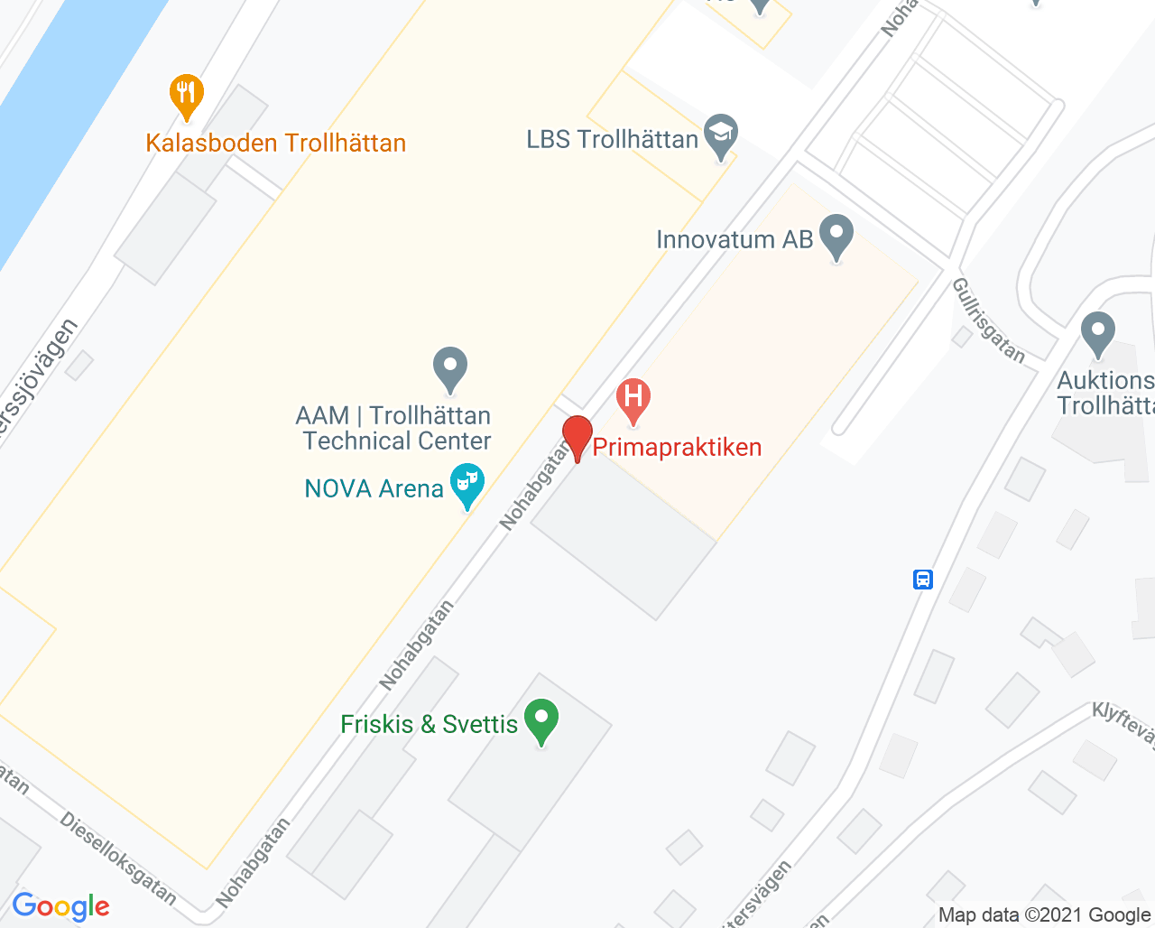 Karta till Prima Fysiocenter, Trollhättan