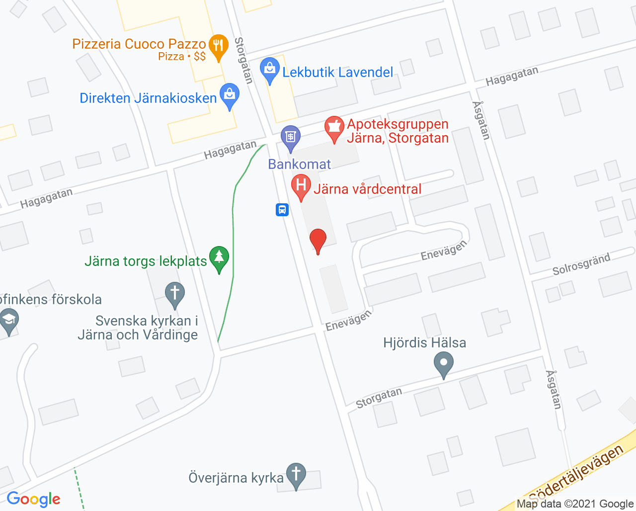 Karta till Järna vårdcentral