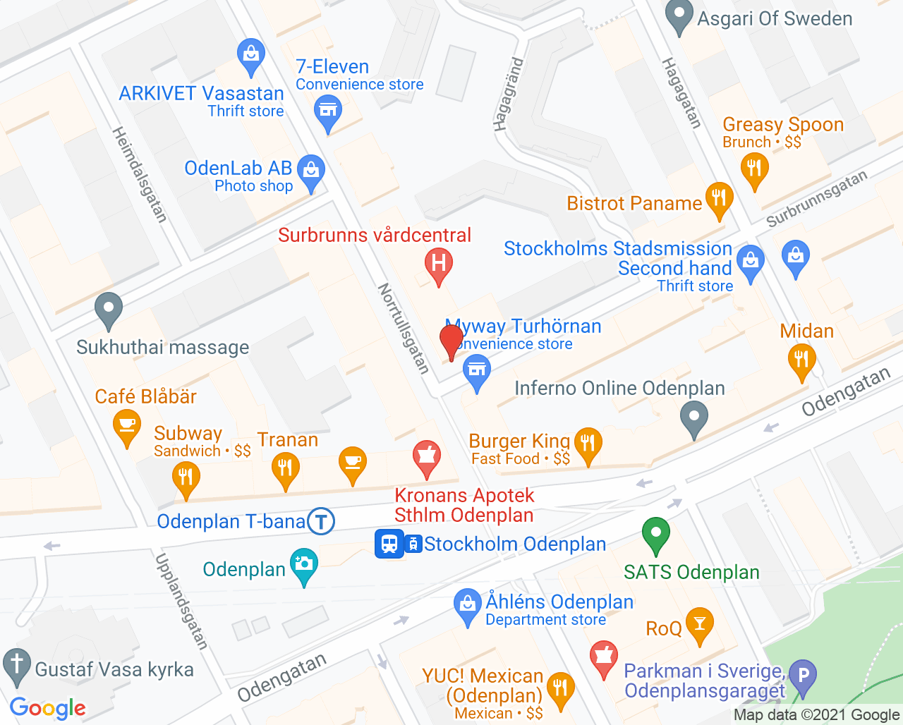 Karta till Optalux Ögonklinik Odenplan, Norrmalm