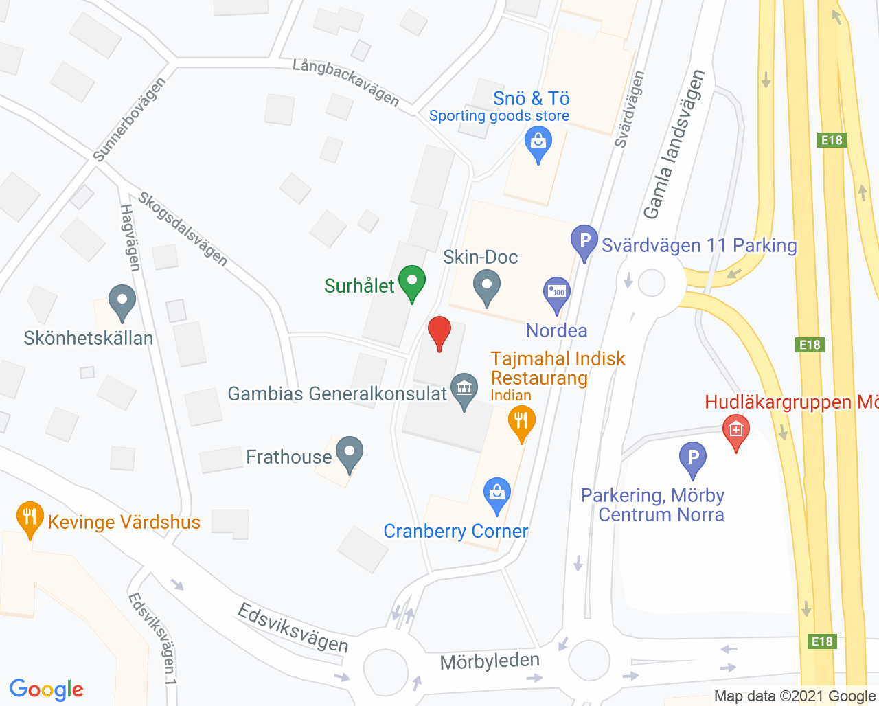 Karta till Aktivera Kiropraktik och Privatvård Danderyd