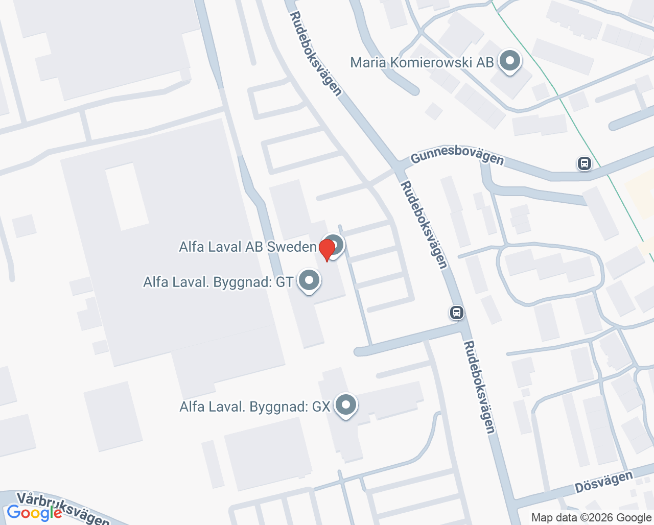 Karta till Blodbussen Lund - Alfa Laval