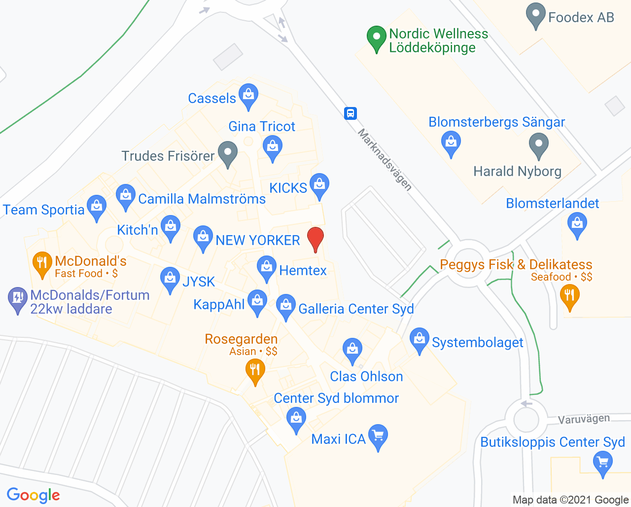 Karta till Blodbussen Löddeköpinge - Center Syd