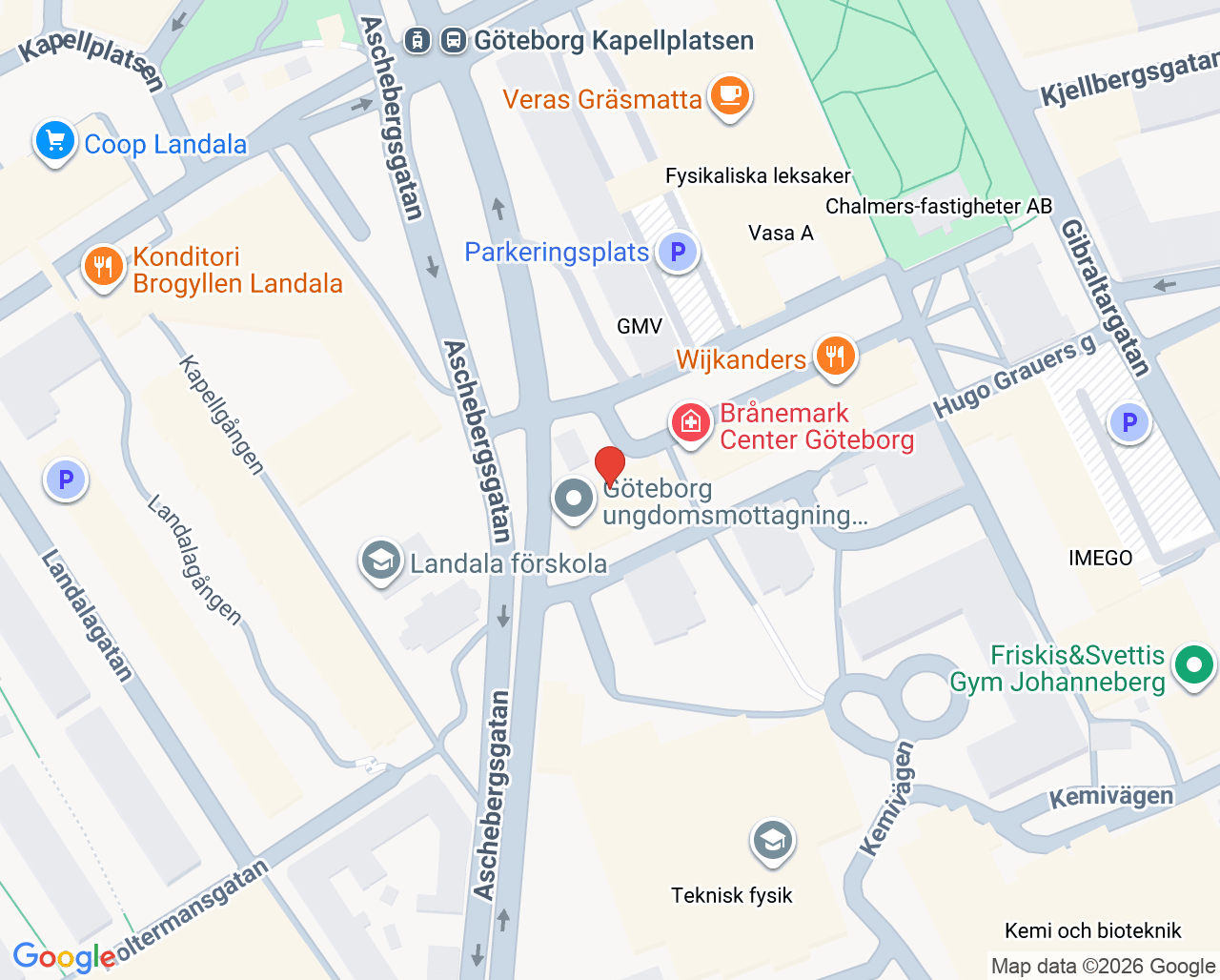 Karta till Göteborg ungdomsmottagning Centrum, Göteborg