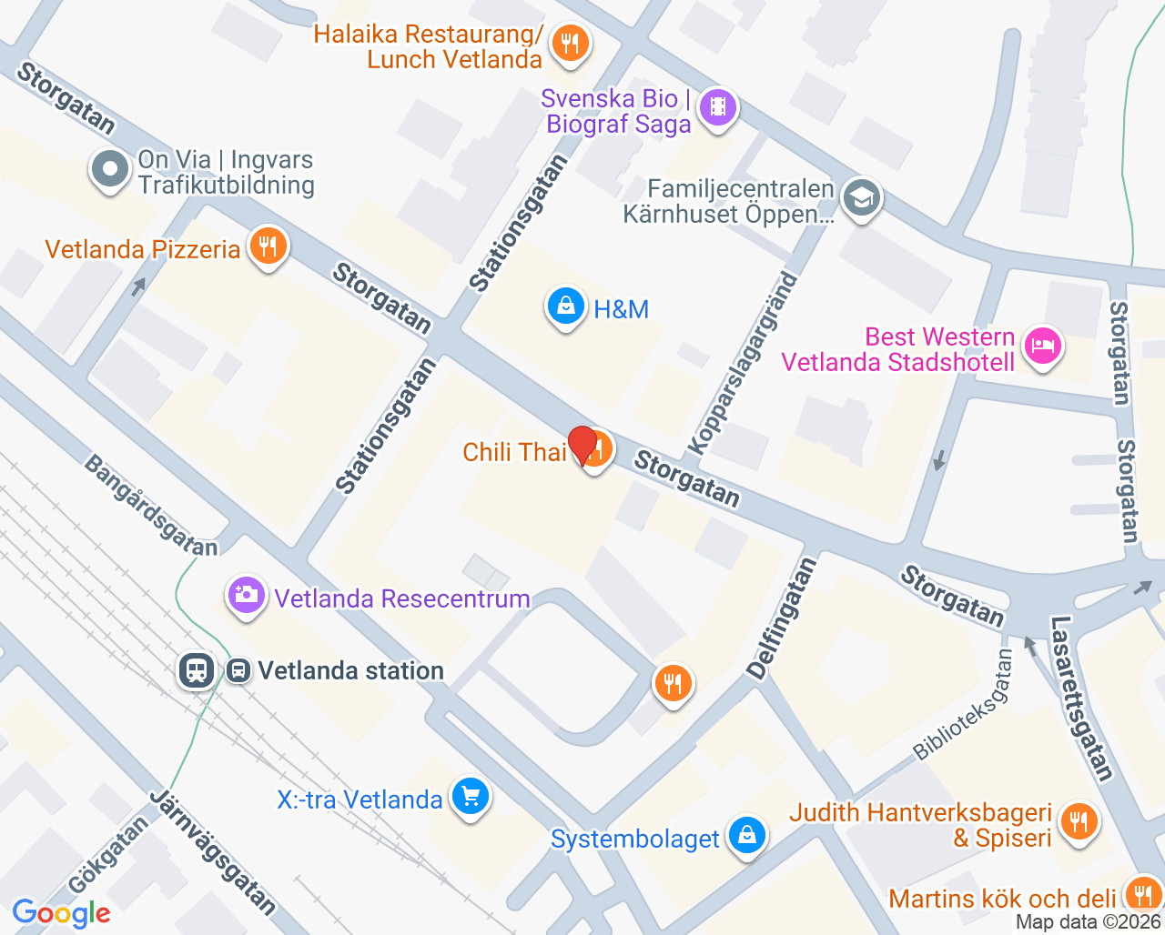 Karta till Vårdcentralen Aroma, Vetlanda