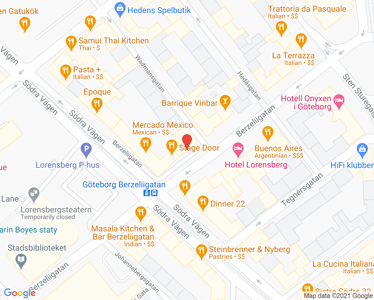 Karta till Berzelii Tandhälsovård, Göteborg