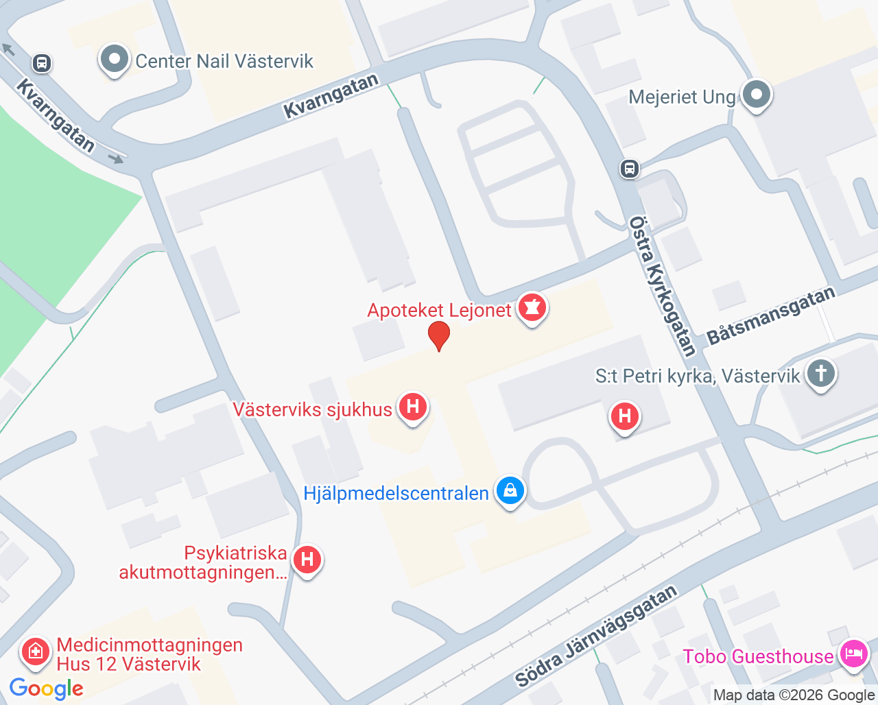 Karta till Ortopedmottagningen Västervik