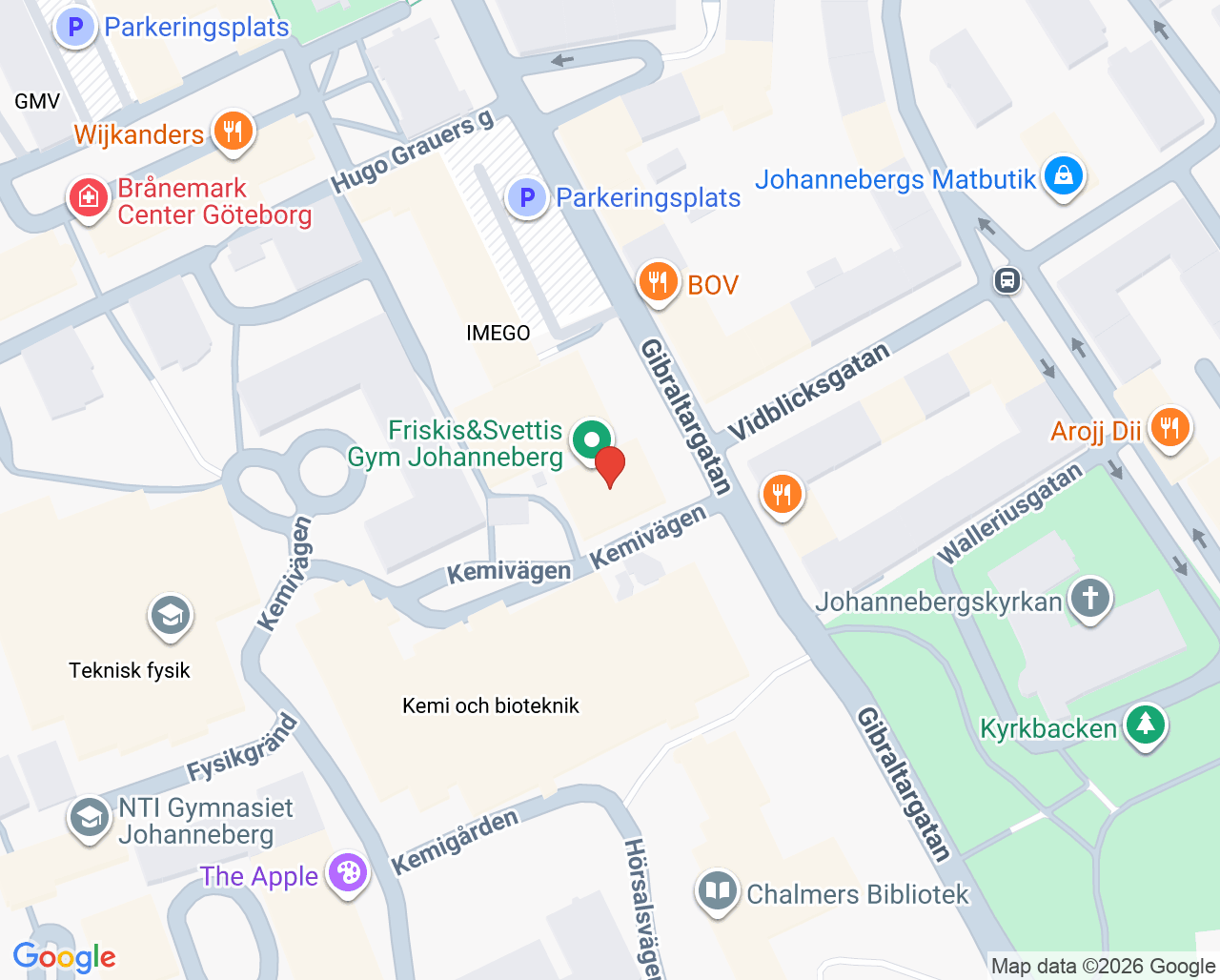 Karta till Fysiohuset Jannis Makropulos, Göteborg