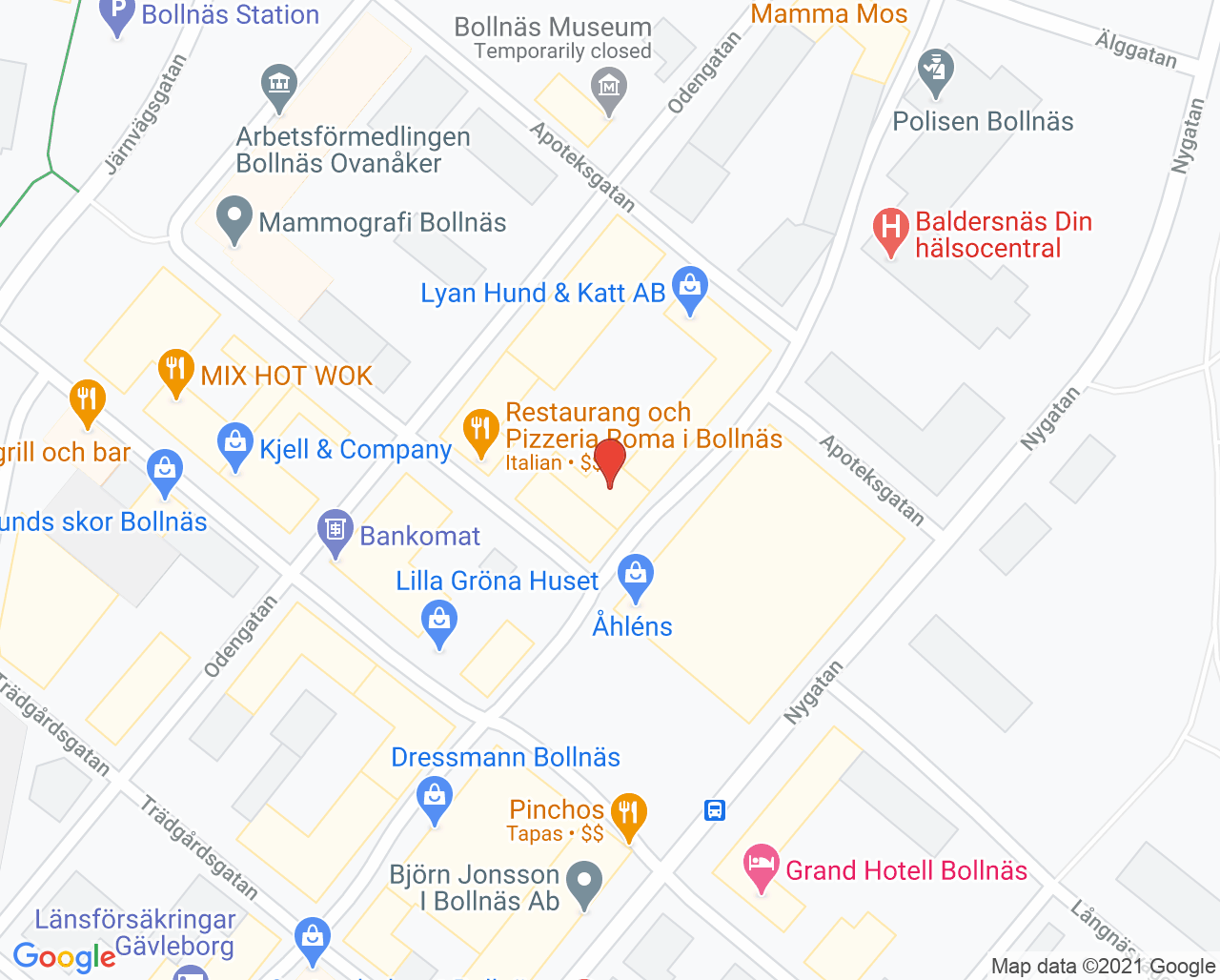 Karta till Glasögonhuset Synsam Bollnäs