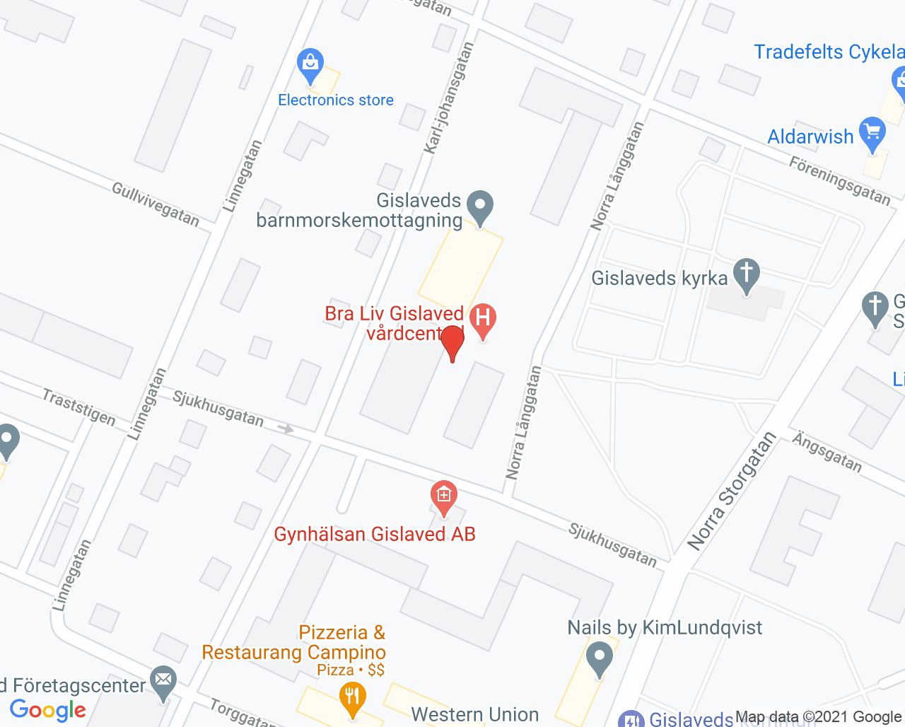 Karta till Blodbussen Gislaved
