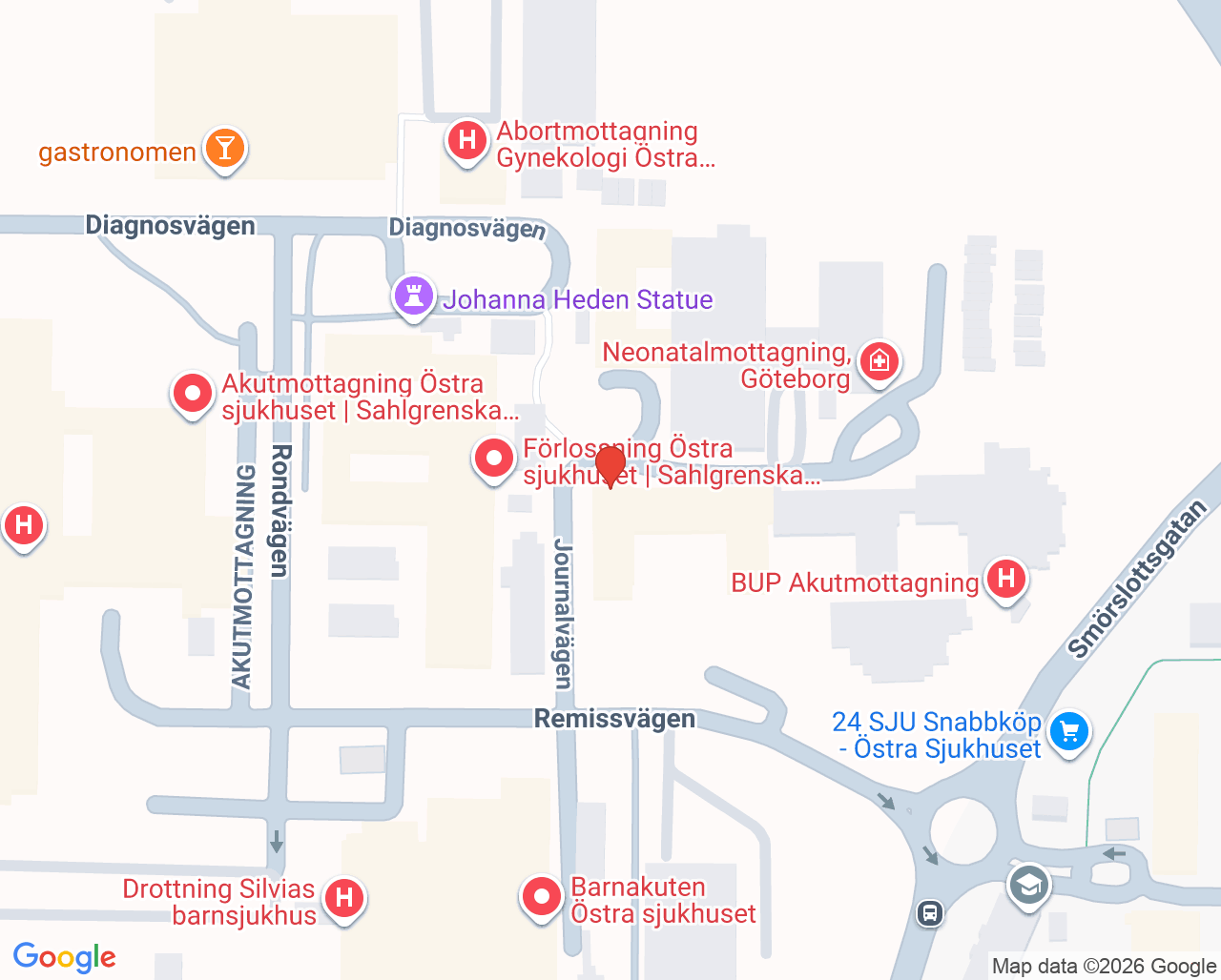 Karta till Avdelning 361 psykiatri Östra, Göteborg