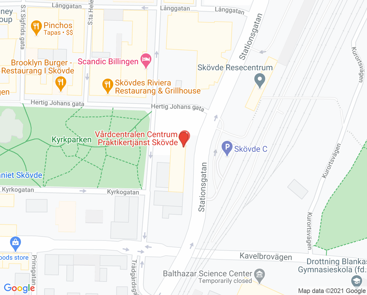 Karta till Vårdcentralen Centrum, Skövde