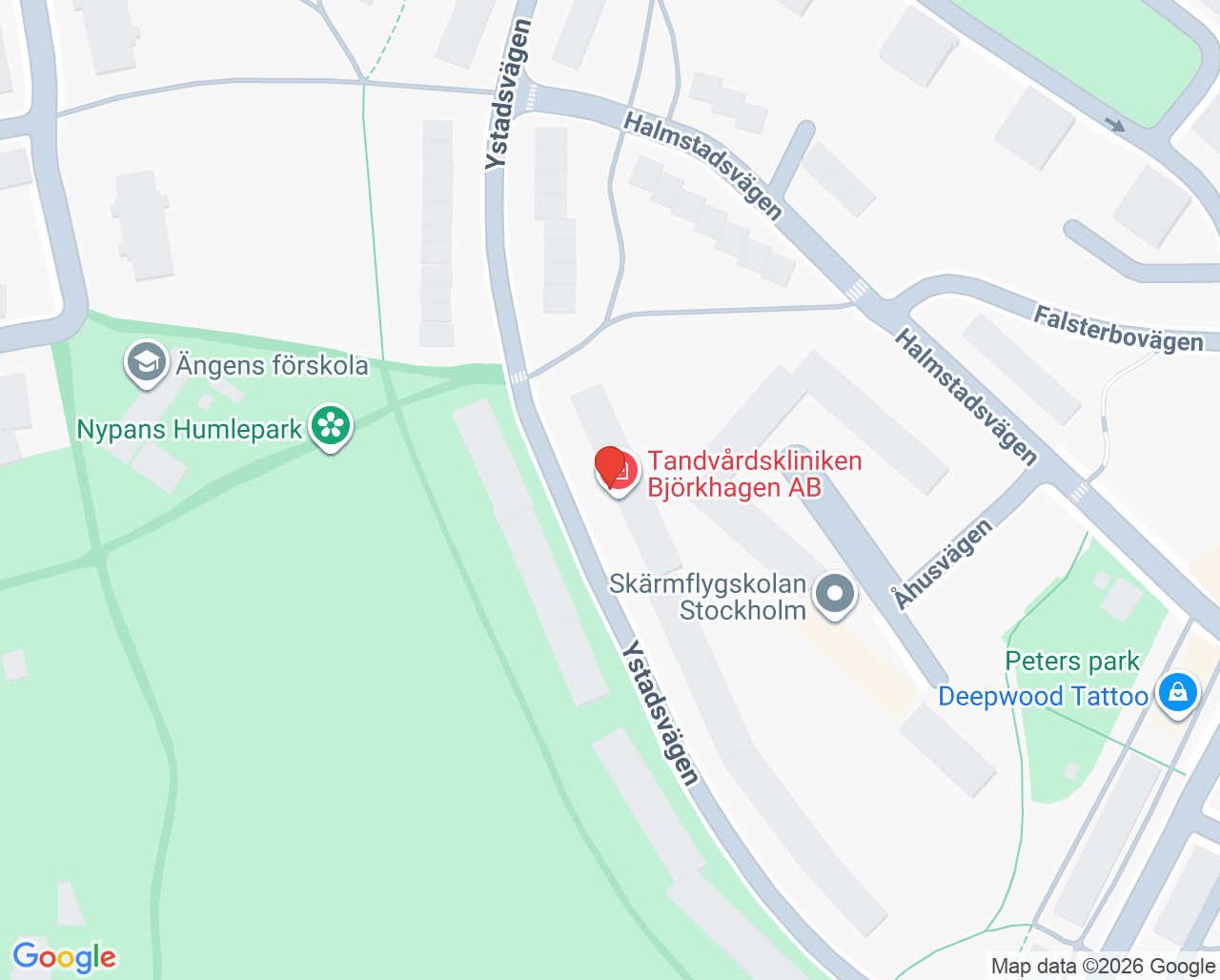 Karta till Tandvårdskliniken Björkhagen