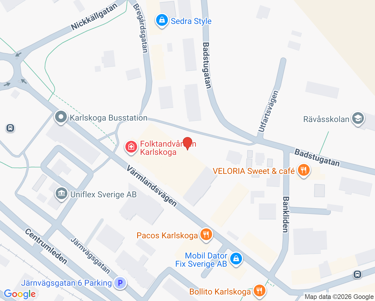 Karta till Gynekologisk cellprovtagning, Barnmorskemottagningen familjecentralen Karlskoga