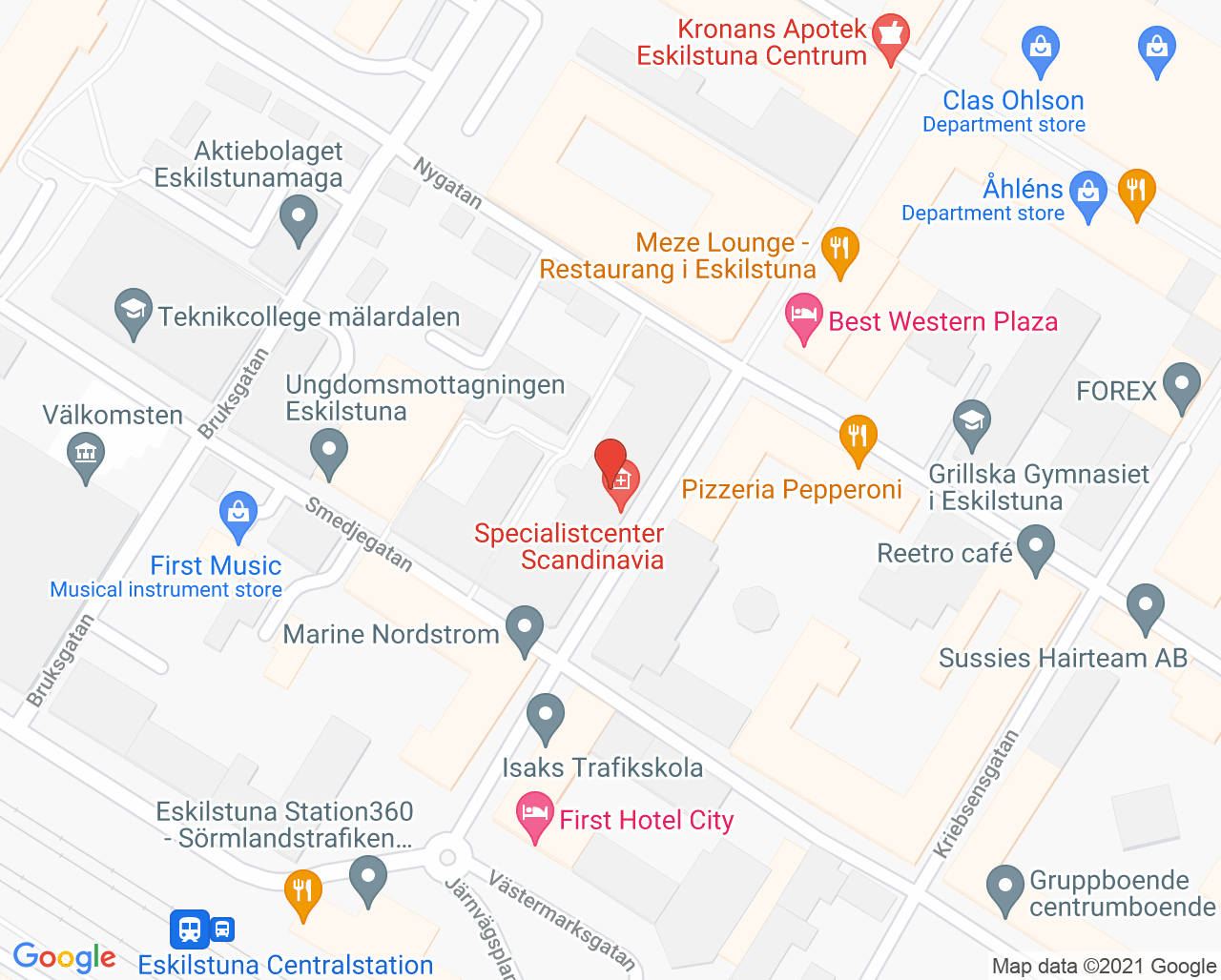 Karta till Specialistcenter Scandinavia Eskilstuna