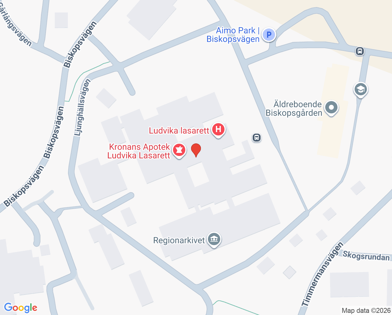 Karta till Ludvika lasarett