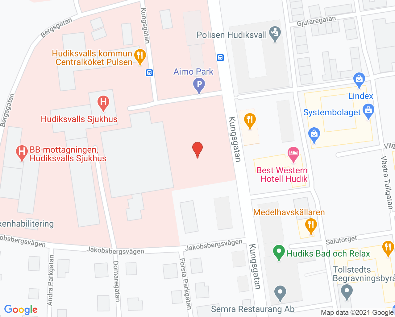 Karta till Lekterapi Hudiksvall