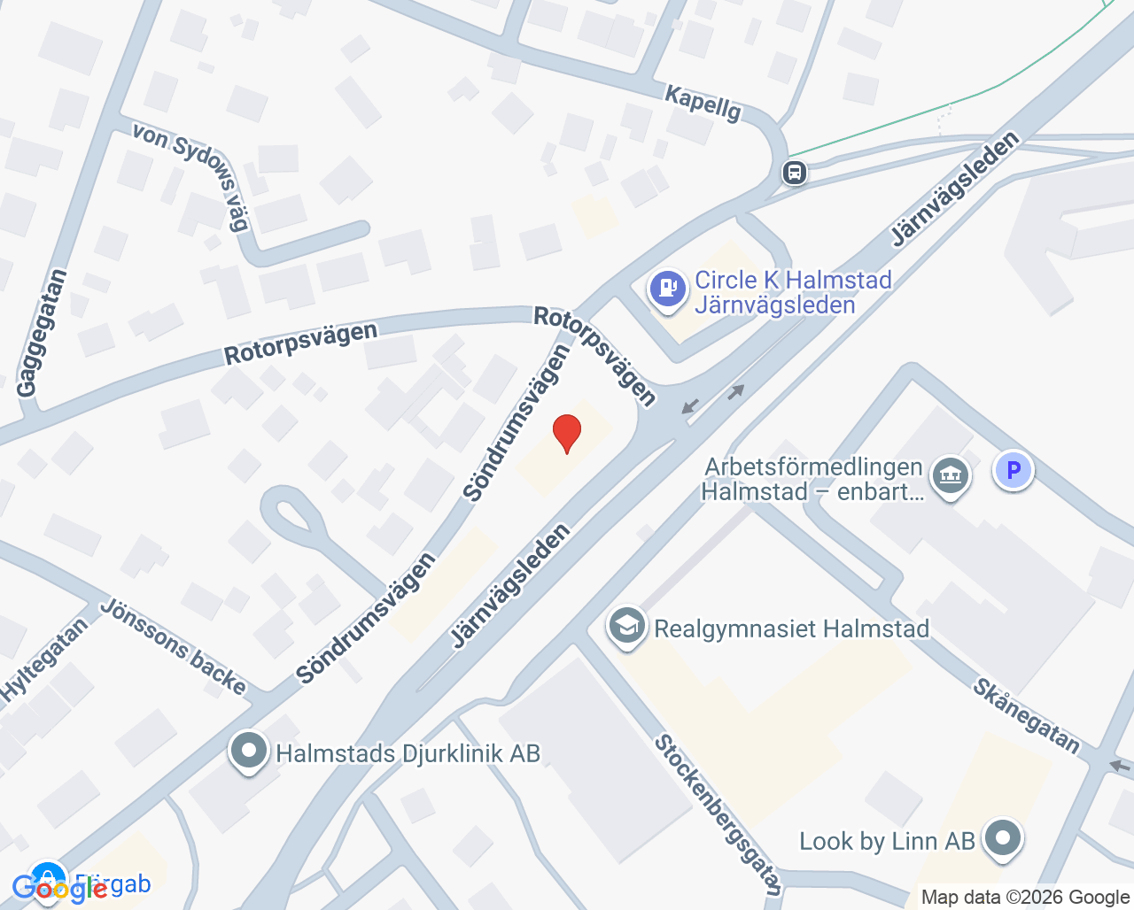 Karta till Halmstad Hudcenter