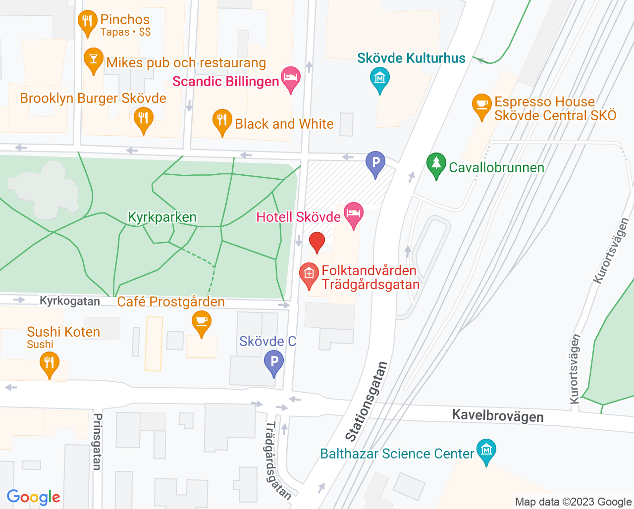 Karta till Folktandvården Trädgårdsgatan Skövde, Skövde
