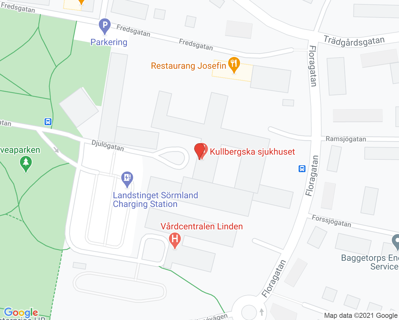 Karta till Kliniska fysiologiska mottagningen Kullbergska sjukhuset, Katrineholm