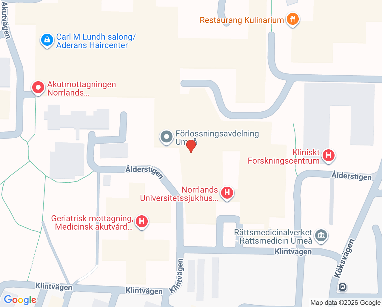 Karta till Barnakutenhet Umeå
