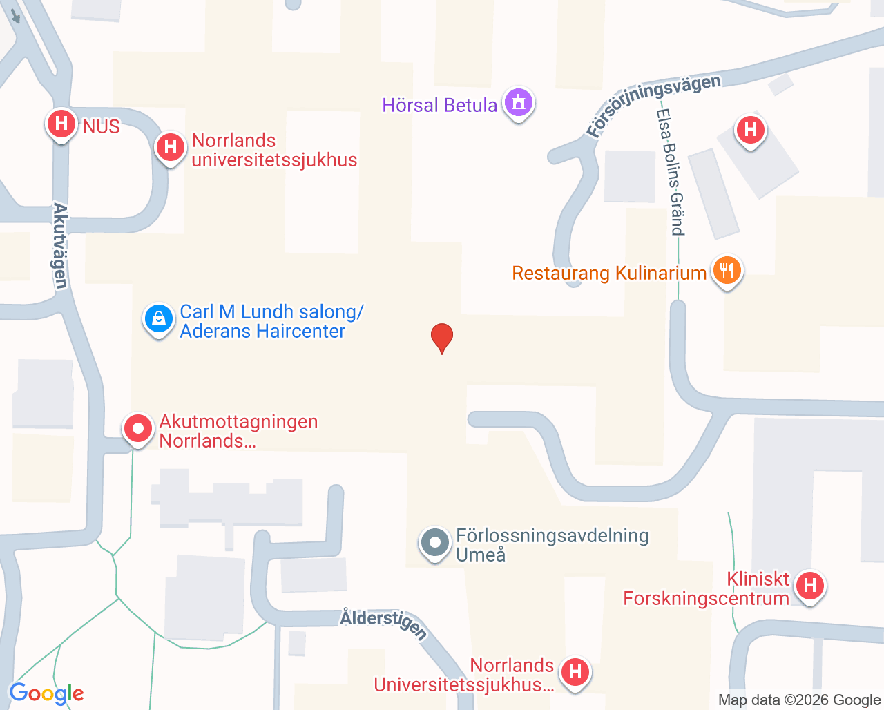Karta till Andningsenhet Umeå