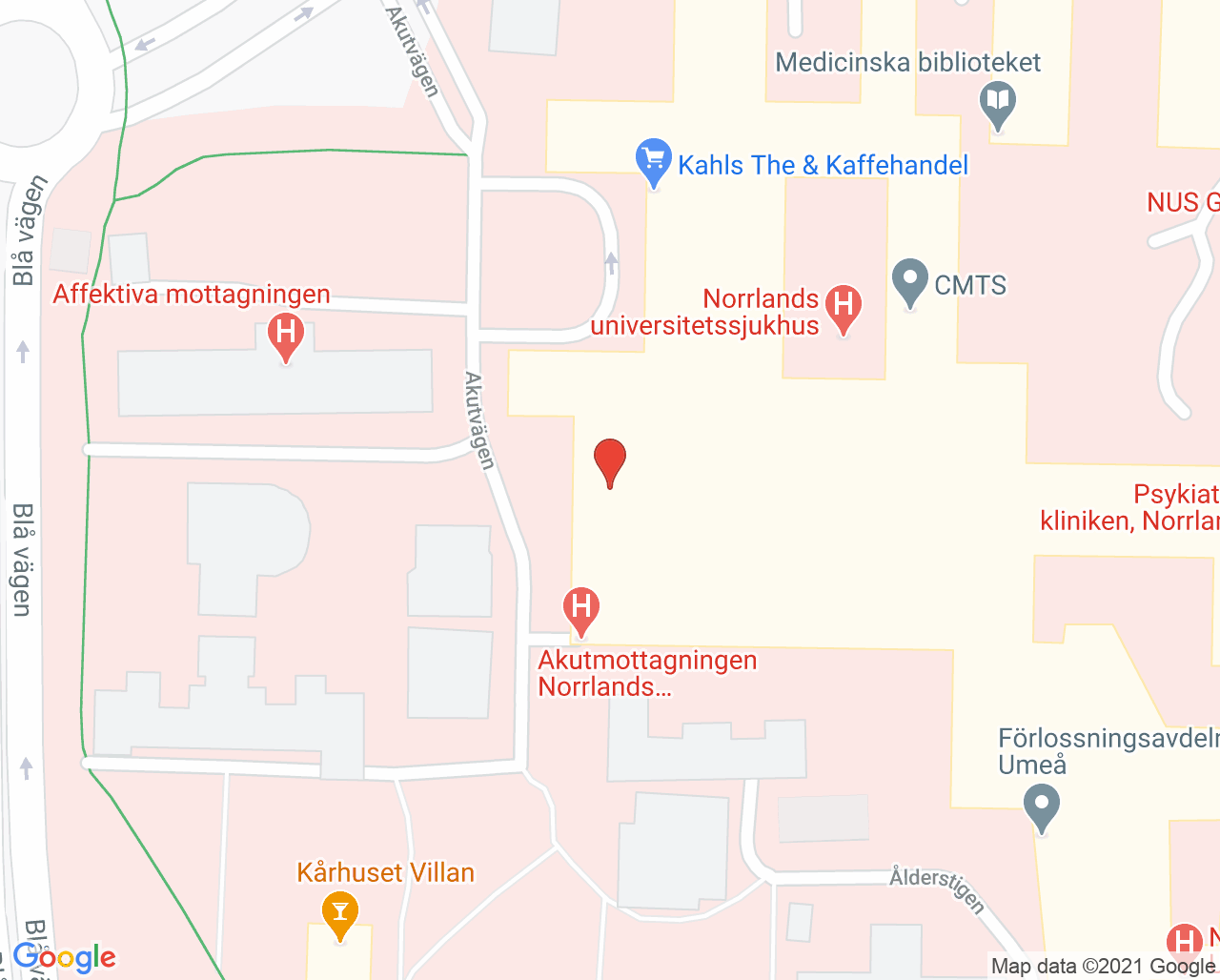 Karta till Kirurgcentrum Umeå