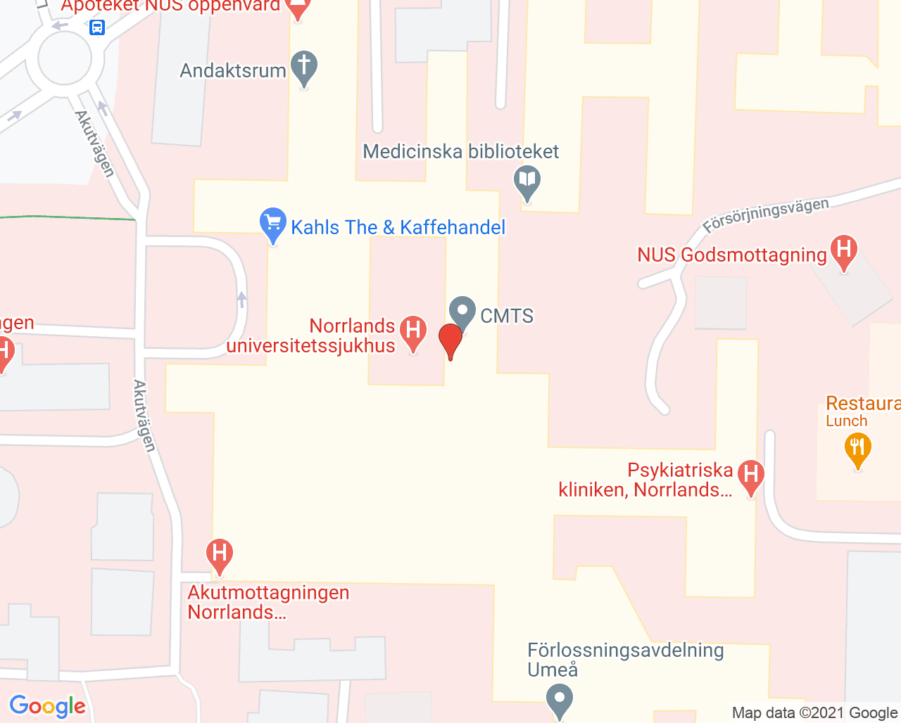 Karta till Amyloidoscentrum Umeå