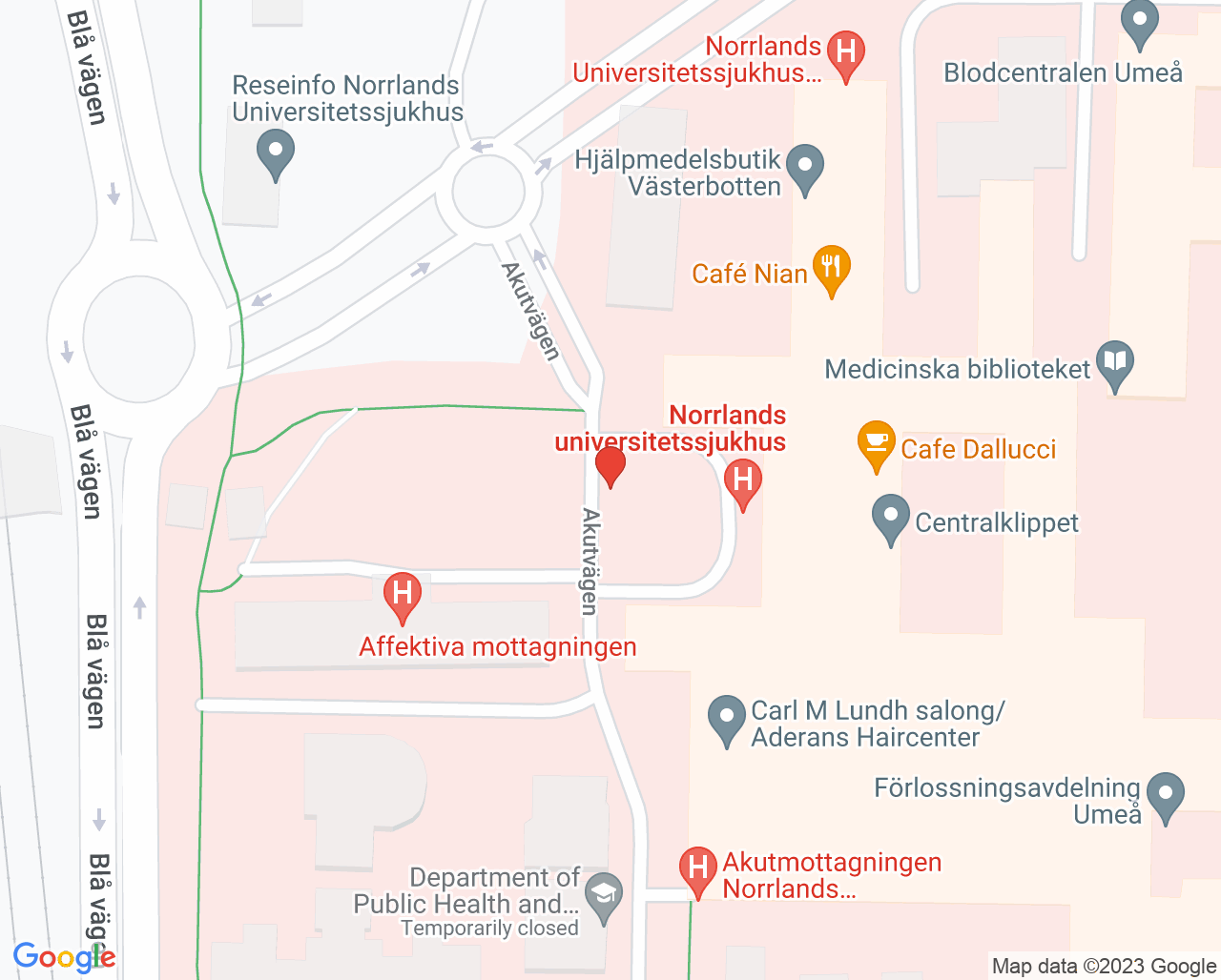 Karta till Klinisk fysiologi Umeå