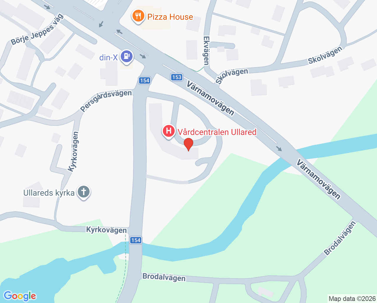 Karta till Vårdcentralen Ullared
