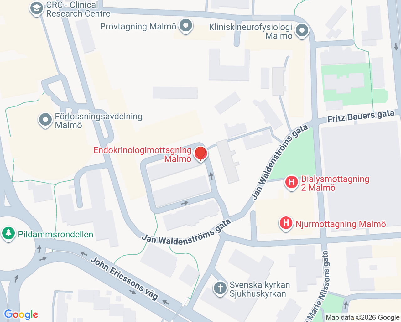 Karta till Ögonmottagning dagkirurgi Malmö