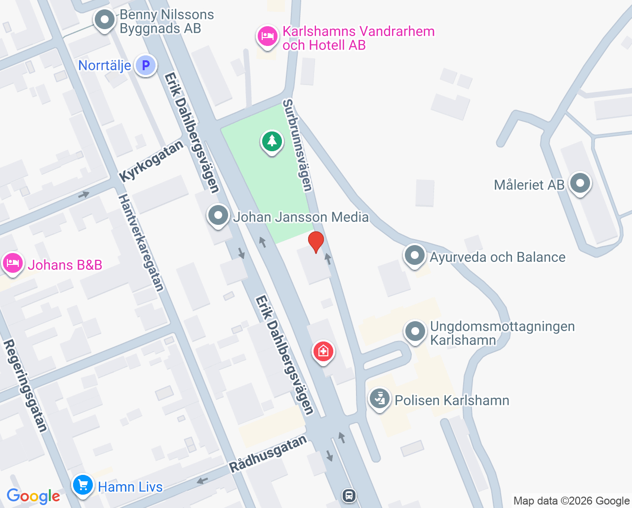 Karta till Folktandvården Karlshamn