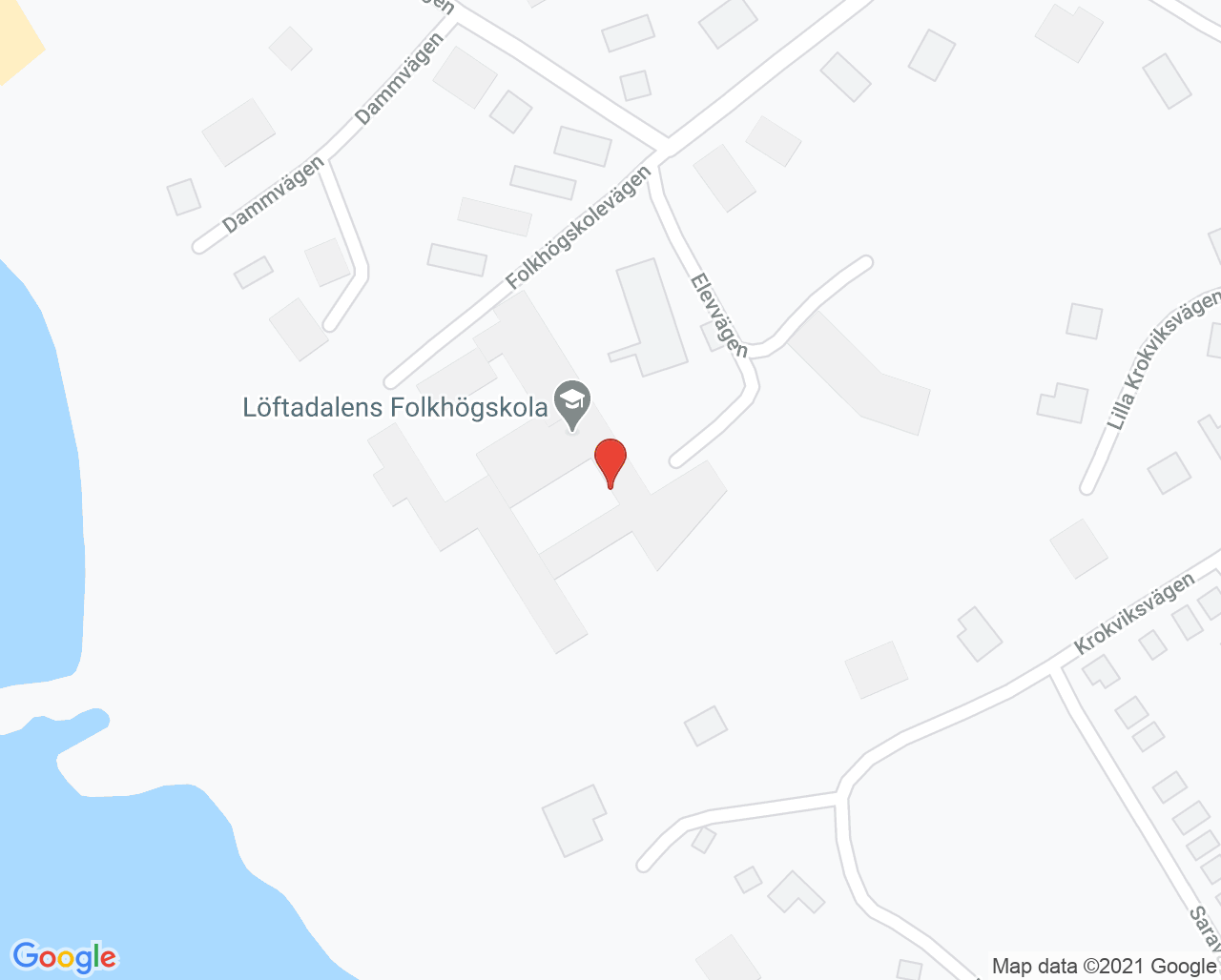 Karta till Löftadalens folkhögskola administration, Åsa