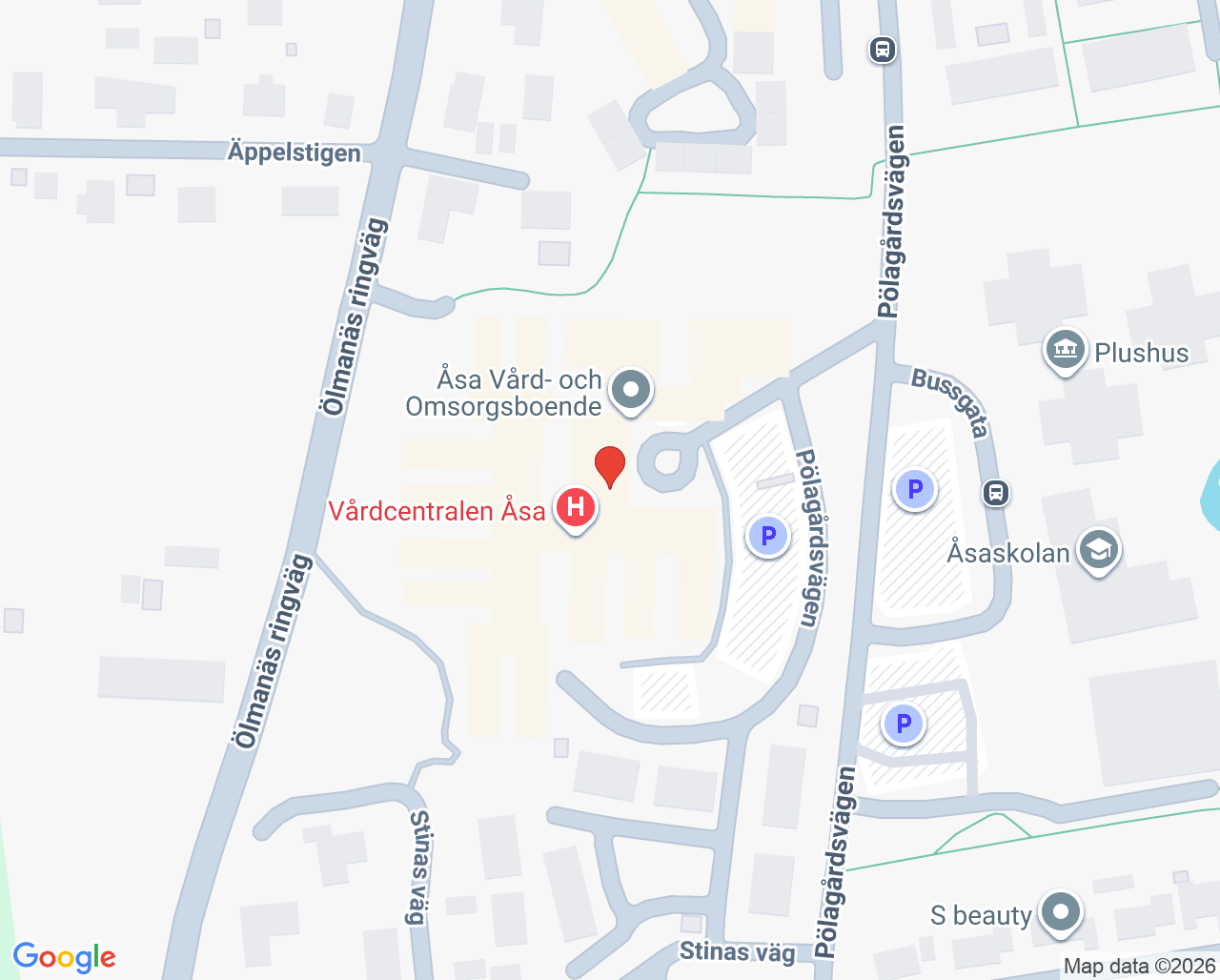 Karta till Distriktssköterskemottagningen Åsa