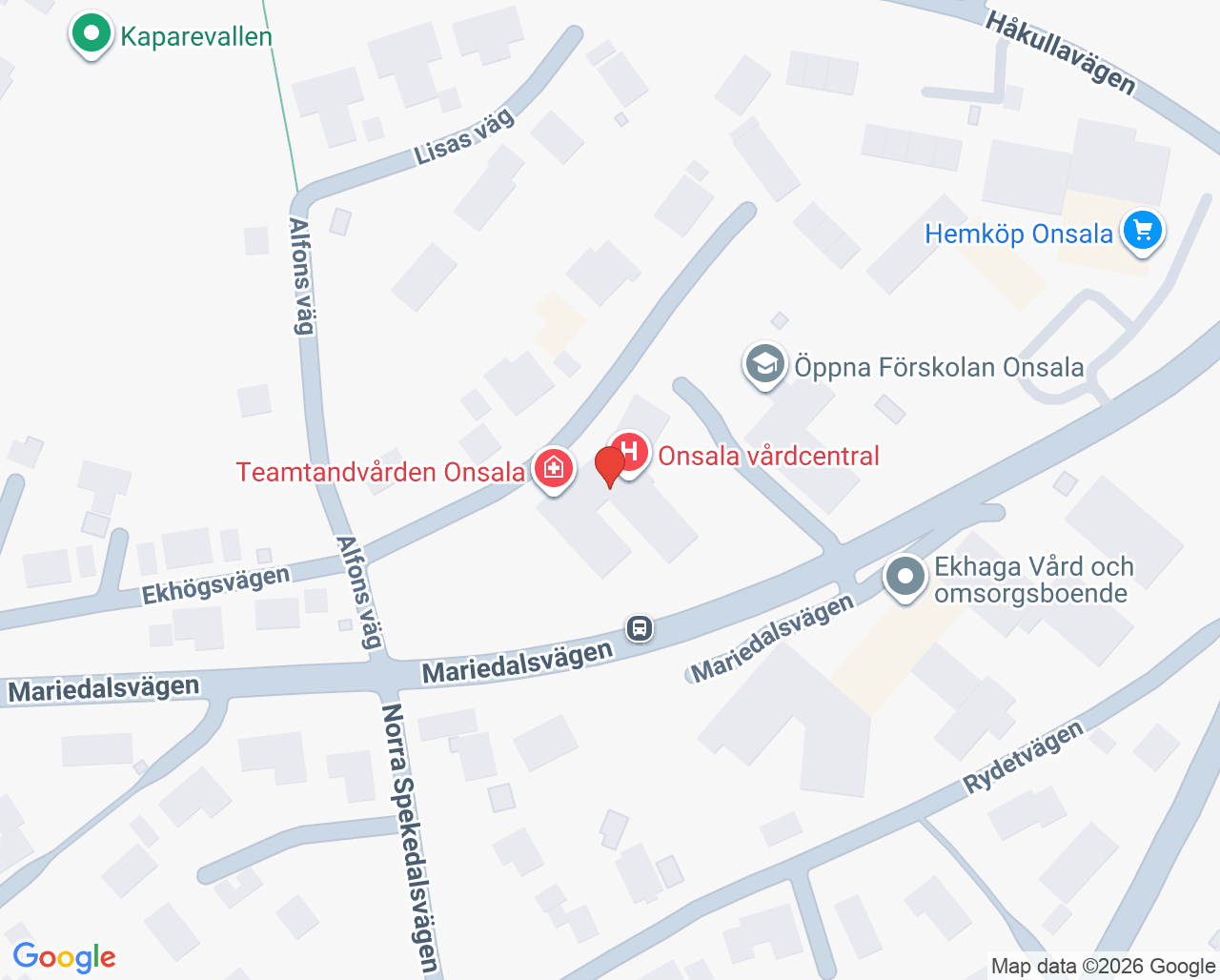Karta till Arbetsterapin Onsala