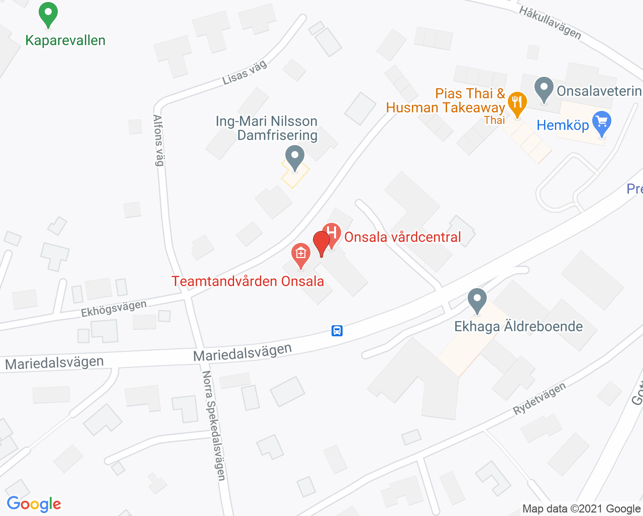 Karta till Läkarmottagningen Onsala