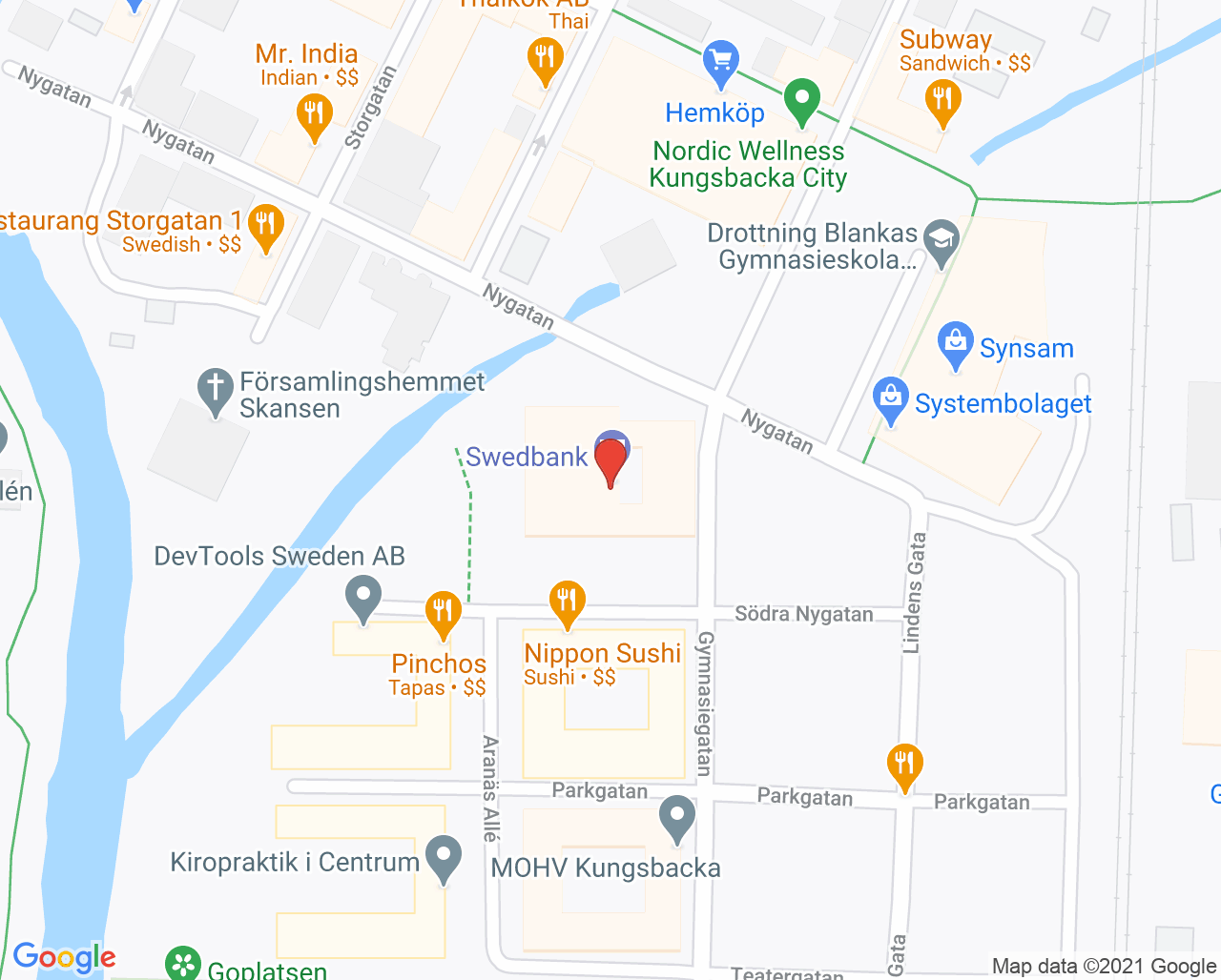 Karta till Barnhälsovårdspsykologmottagningen Capio Husläkarna Kungsbacka